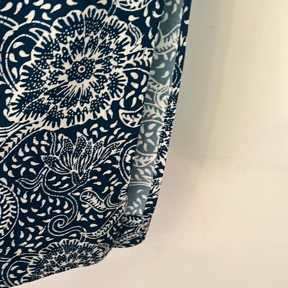 Anthropologie blue white flowy side slit elastic waist pants Size M New - Picture 7 of 13